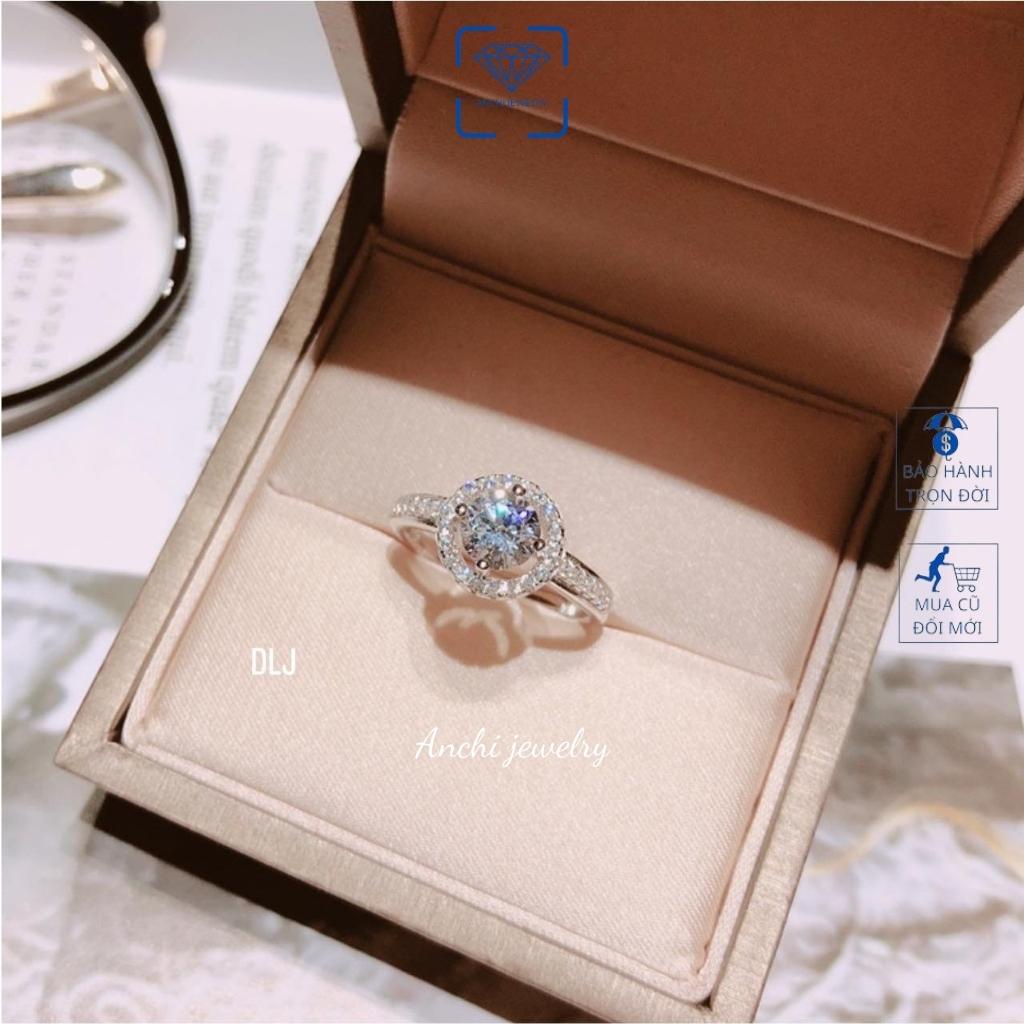 Nhẫn nữ bạc ta đá chủ 6ly sáng đẹp, Anchi jewelry