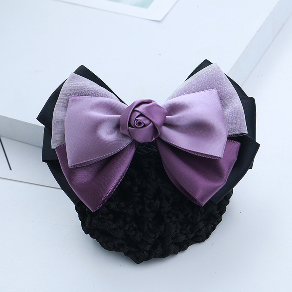 Kẹp tóc đính nơ có lưới trùm tóc xinh xắn thời trang