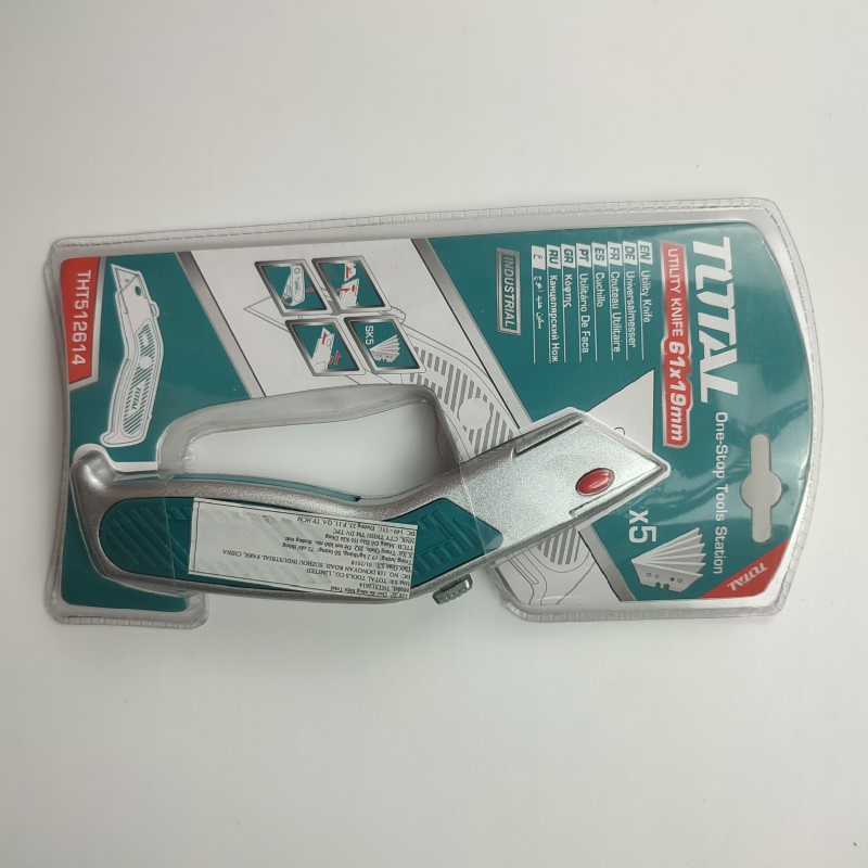 Dao rọc giấy đa năng 61mm Utility Knife Total THT512614 Kèm 5 lưỡi SK5 chính hãng