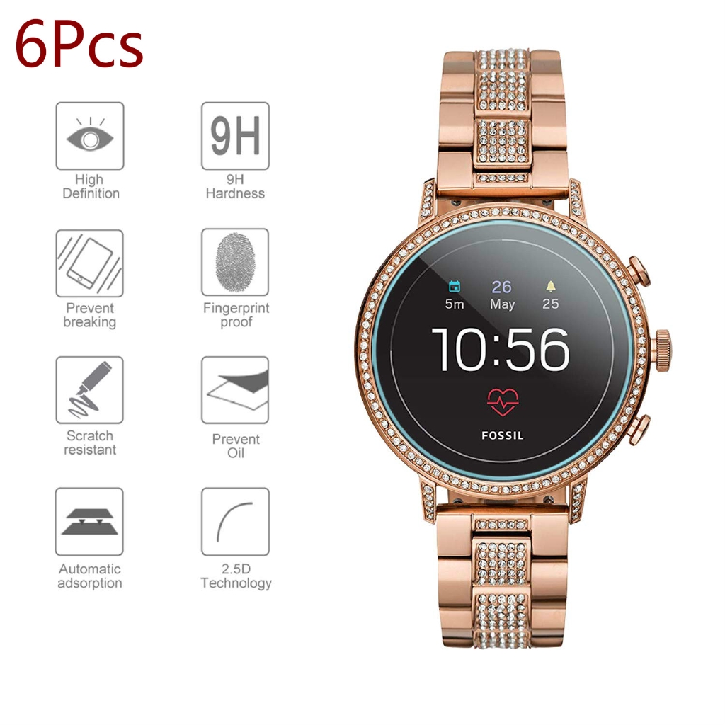 6 Pcs Fossil Q Venture HR  Fossil Q Explorist HR Fossil Q Marshal Screen Protector Tempered Glass Optimized Fit Version