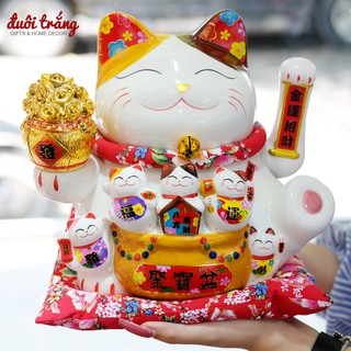 Mèo Thần tài sứ Vẫy tay Hũ vàng 25cm (có video sản phẩm)