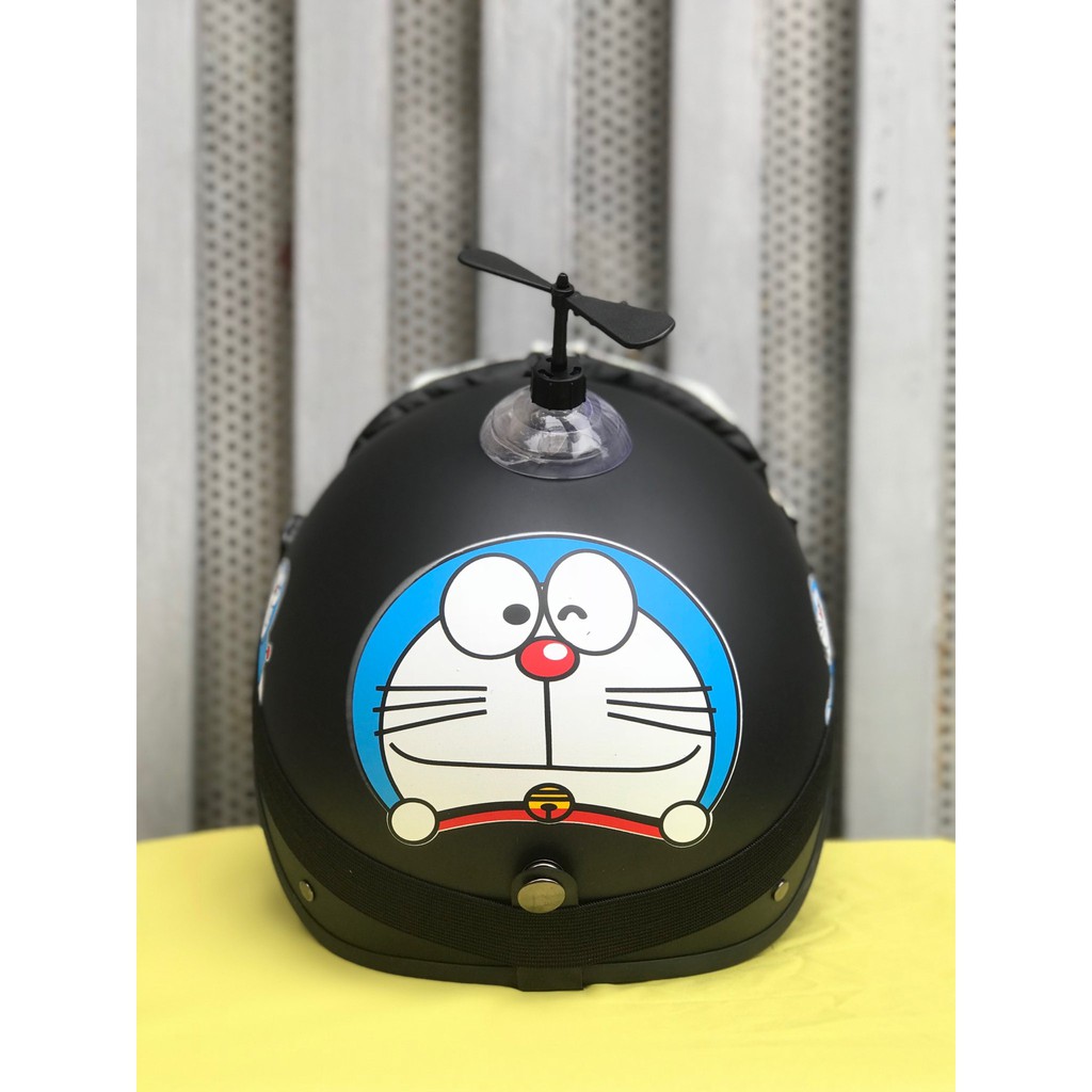 Nón Bảo Hiểm 1/2 DORAEMON Đen+Kính Phi Công+Chong Chóng
