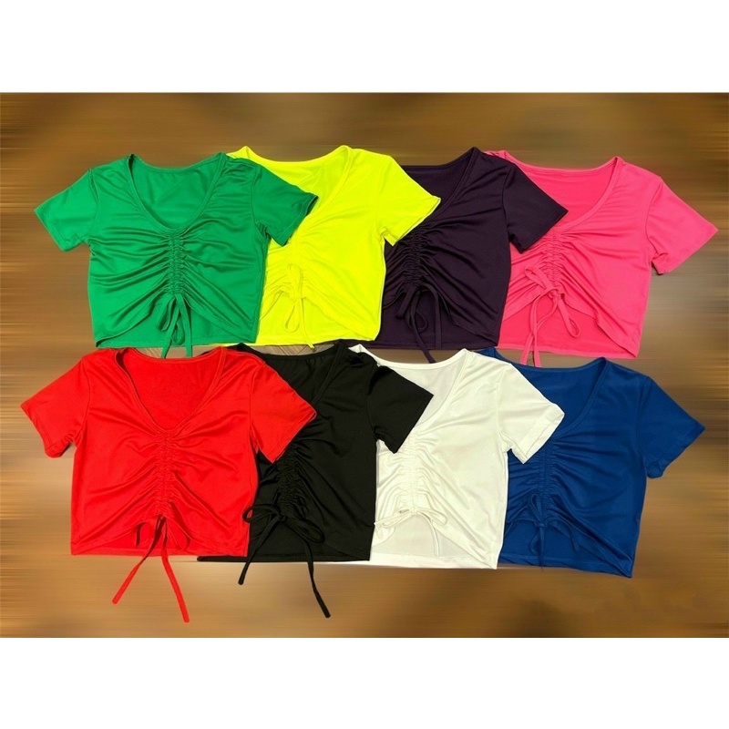 ÁO CROPTOP CỘC TAY RÚT DÂY TẬP GYM, AEROBIC NHẢY ZUMBA, TẬP YOGA , DÂN VŨ ĐỒNG PHỤC ĐỘI NHÓM NỮ
