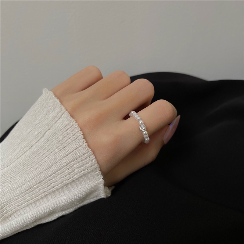 Nhẫn Hạt Châu Đính Đá Lấp Lánh - Vani Store [TS000592]