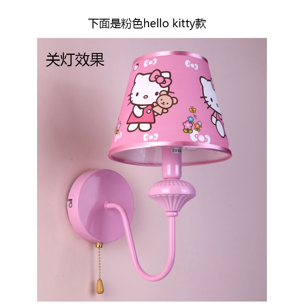 Công chúa phòng ngủ đèn tường màu hồng hello kitty Hello Kitty ngọt ngào phim hoạt hình đèn tường cô gái phòng ngủ đầu g