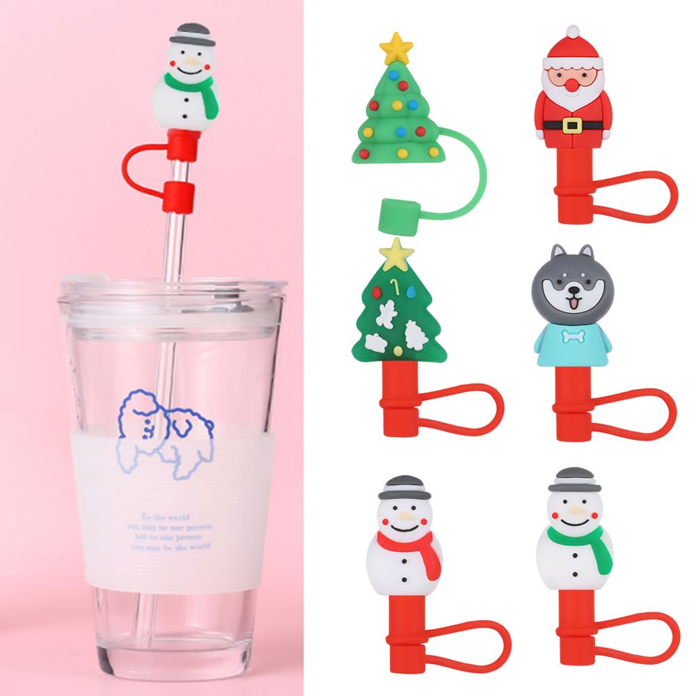 Nắp Đậy Ống Hút Bằng Silicone Hình Người Tuyết Dễ Thương