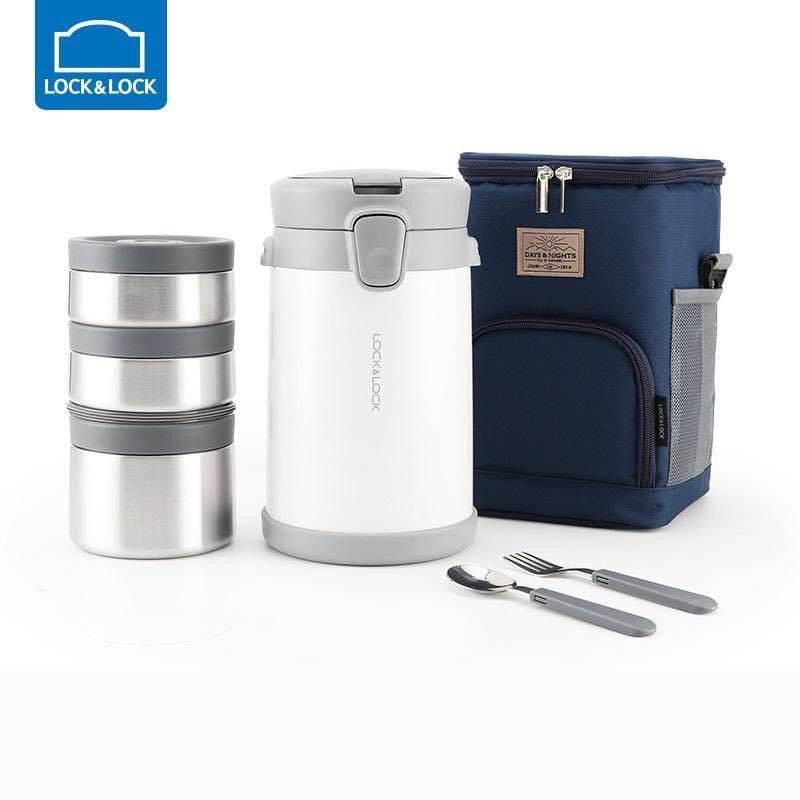 Bộ hộp cơm giữ nhiệt 2000ml Easy Take Lunch Box Lock&Lock LHC8034 chính hãng