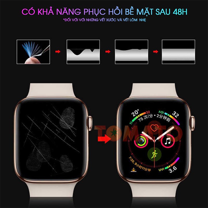 Miếng Dán Dẻo PPF Tự Phục Hồi Trầy Xước Cho Apple Watch Series 6 Size 38/40/42/44mm - Phụ Kiện Tomato