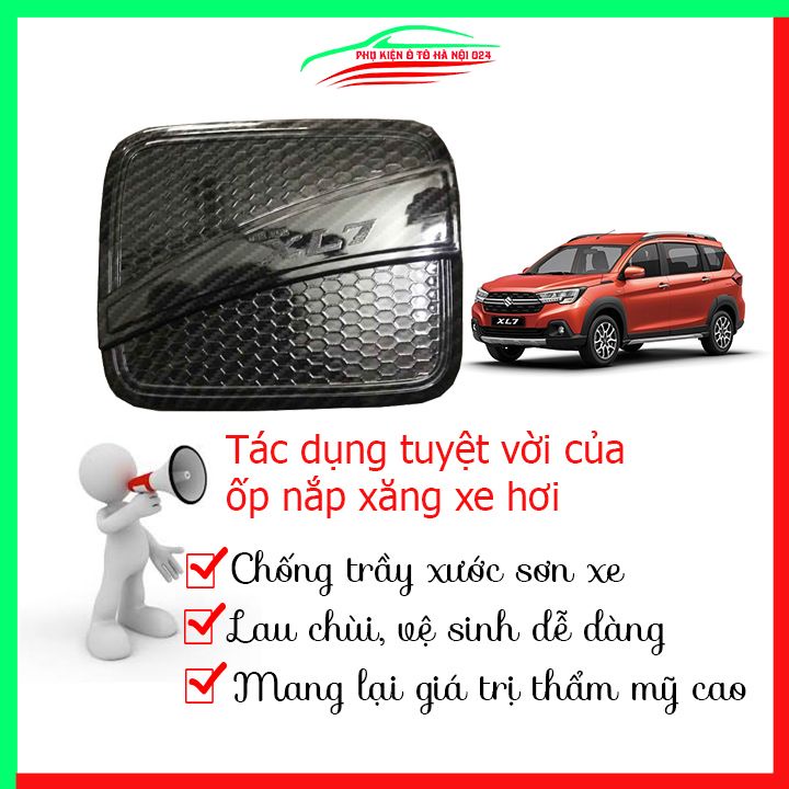 Ốp nắp xăng Suzuki XL7 2020-2023 vân cacbon bảo vệ chống trầy trang trí ô tô