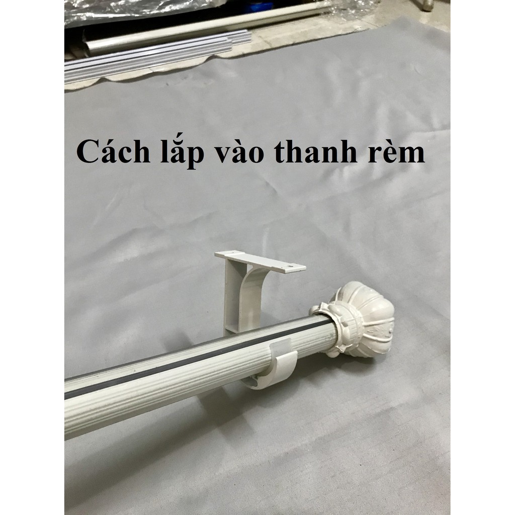 Thanh Treo Rèm đầu xoắn trụ sắt phi 28 - Lắp phủ ngoài cửa (đã bao gồm full bộ lắp)