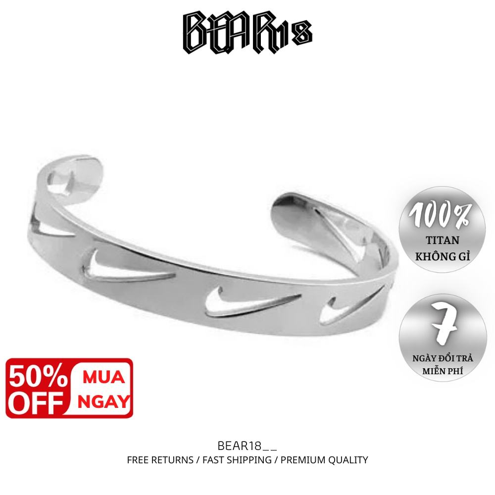 Vòng tay bạc thép titan không gỉ phong cách cá tính hiphop cực ngầu unisex lắc tay nam nữ