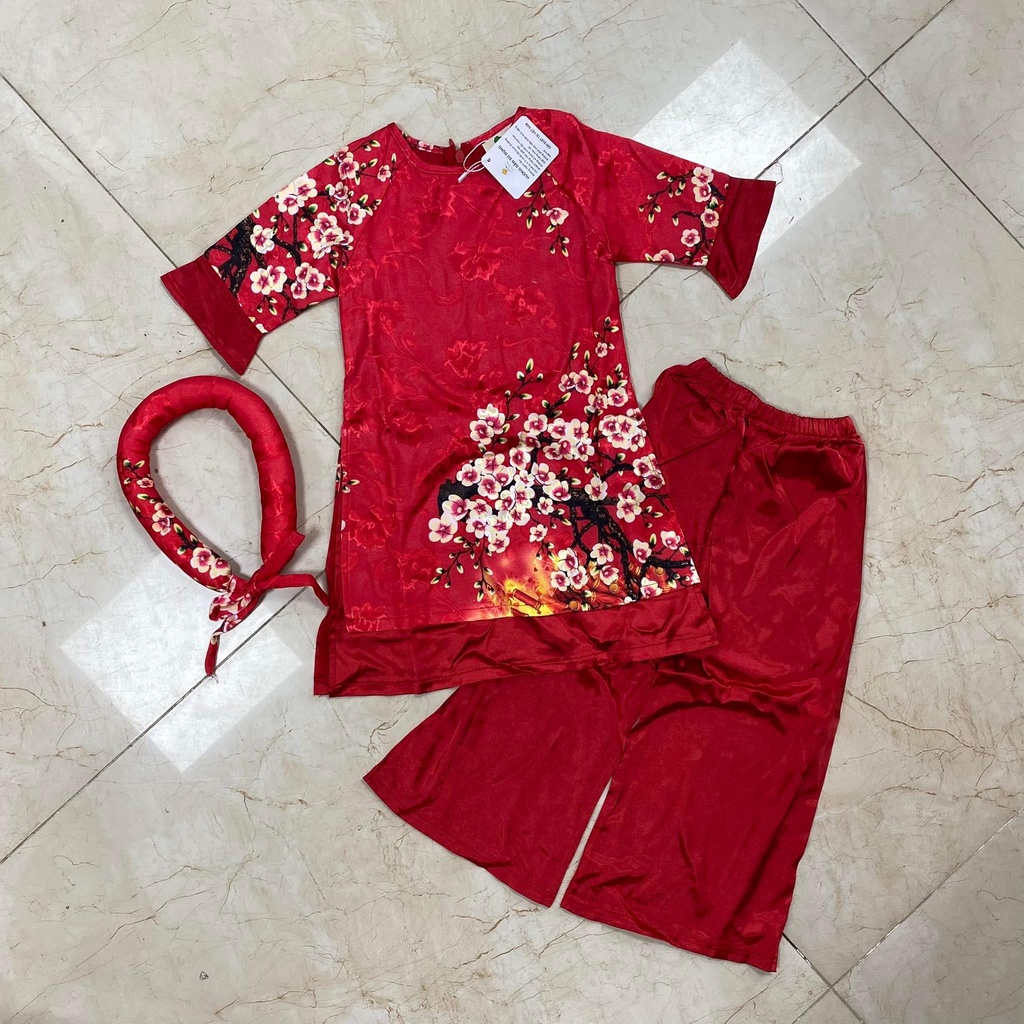 Áo dài phối hình hoa đào LITIBABY 6-10T. x20