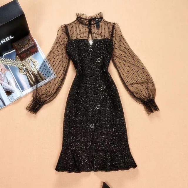 Combo đầm dạ tweed thu đông