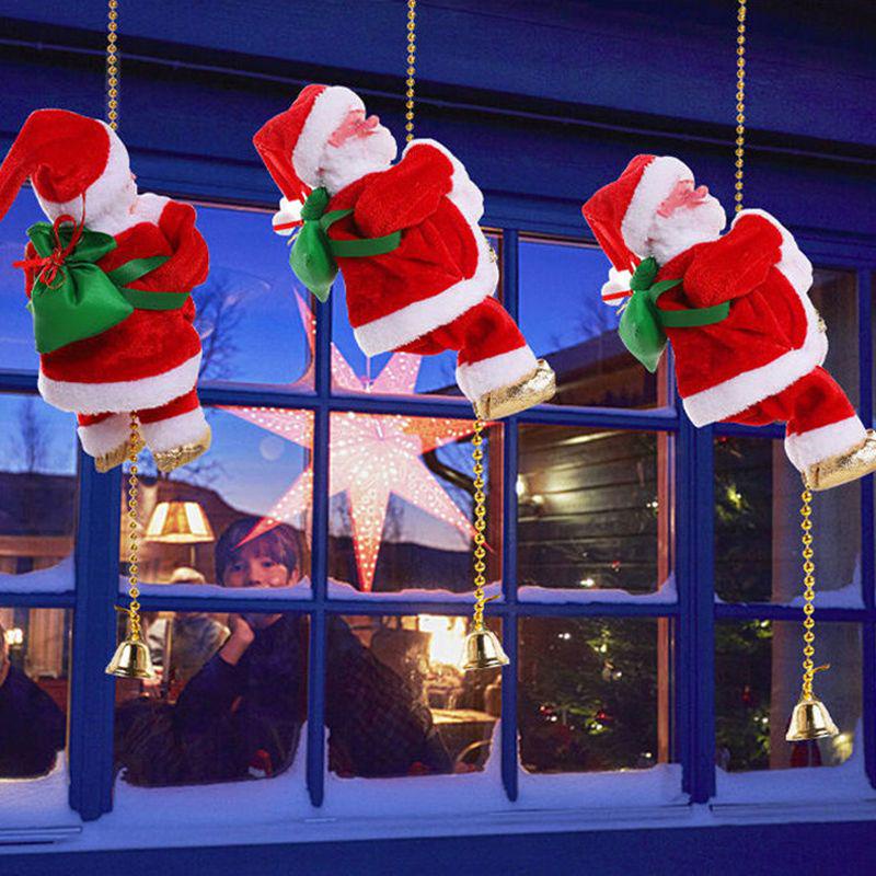 1 Phụ Kiện Trang Trí Giáng Sinh Chạy Pin Hình Ông Già Noel Có Nhạc / Leo Thang