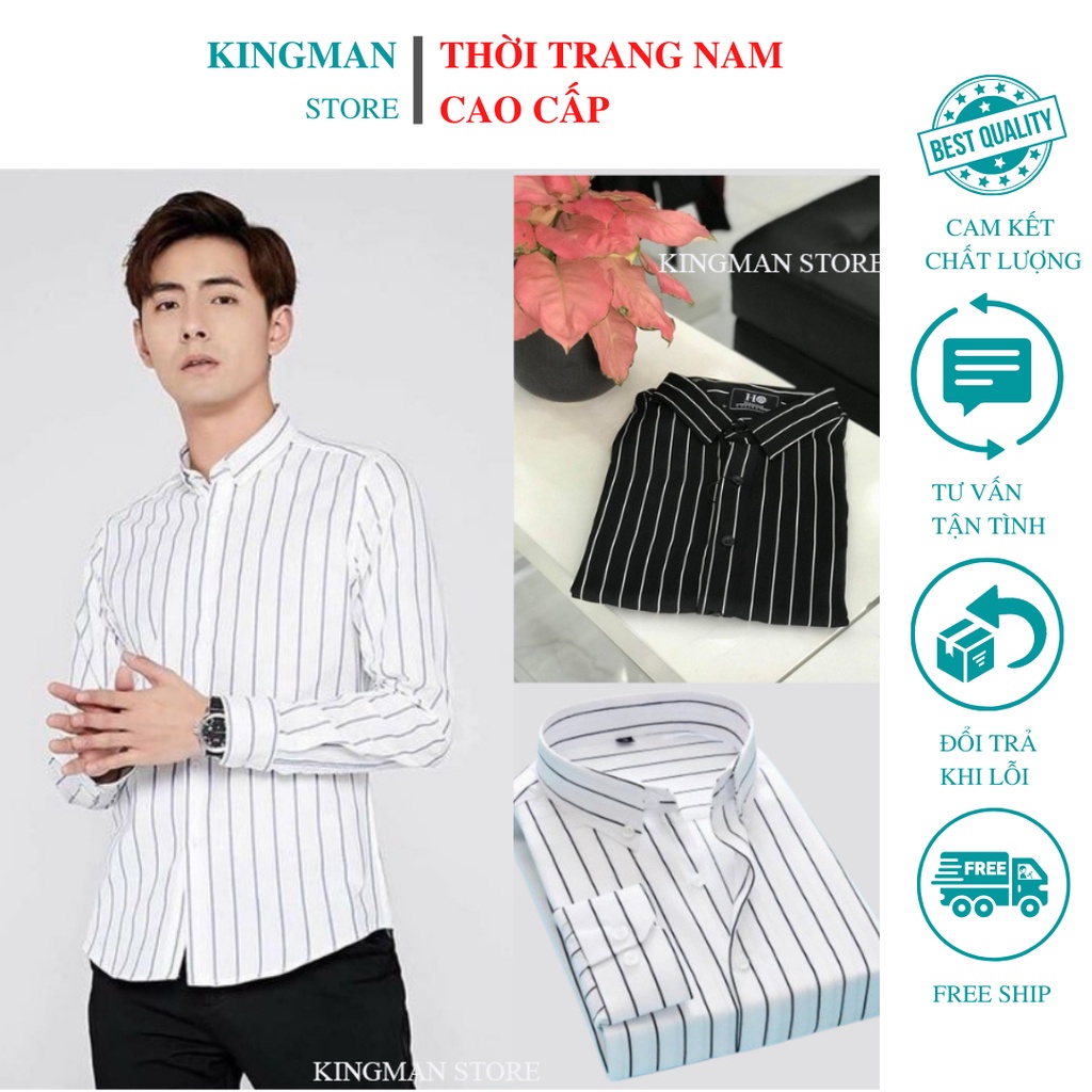 Áo Sơ Mi Nam Công Sở Kẻ Sọc Dài Tay, Áo Sơ Mi Sọc Nam Hàn Quốc Cao Cấp, Trẻ Trung Và Sang Trọng - VN