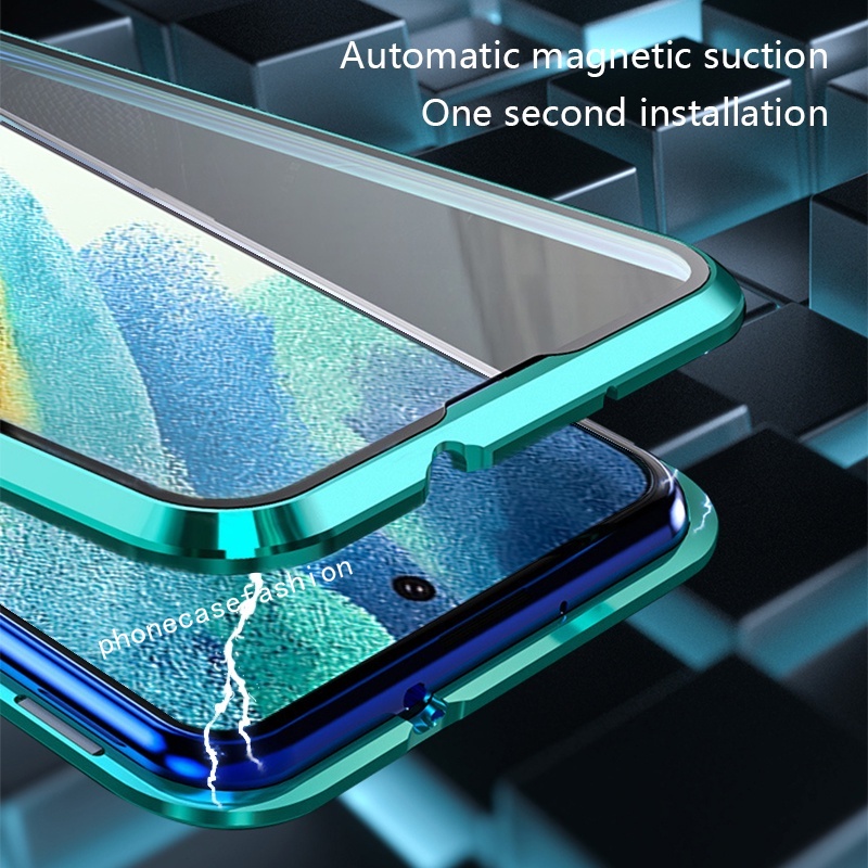 Ốp Điện Thoại Kính Cường Lực Hai Mặt Nam Châm Chống Sốc Cho Samsung Galaxy S21 FE Plus Ultra + 5G S21FE