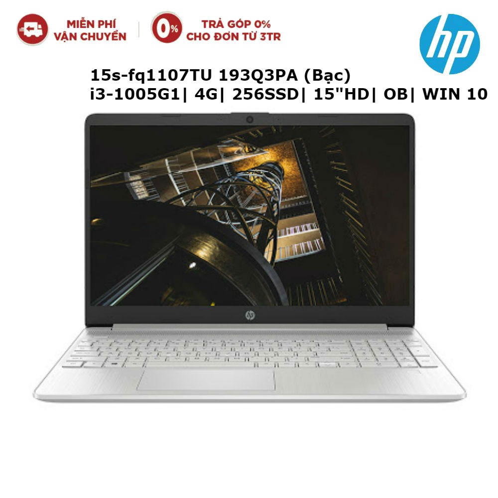 Laptop HP 15s-fq1107TU 193Q3PA Bạc i3-1005G14G256SSD15.6&quot;HDOBWin10-Hàng chính hãng