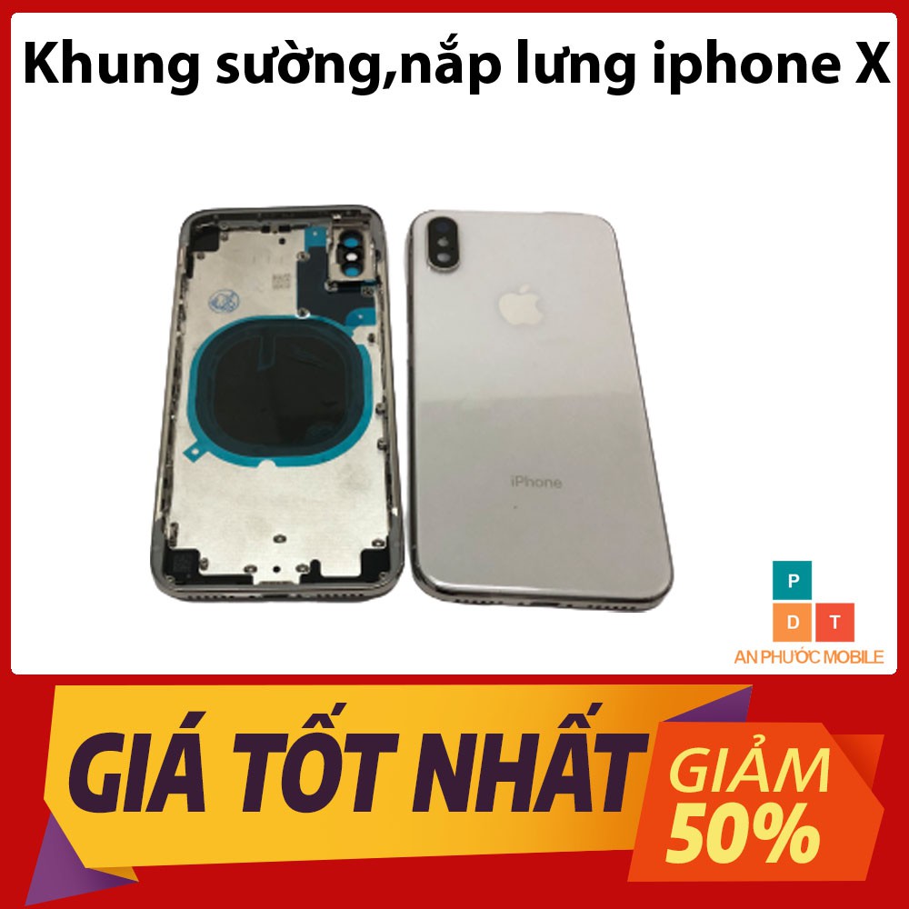 Khung sườn, nắp lưng iPhone X ( nút nguồn , nút volume , nút gạt rung , khay sim )