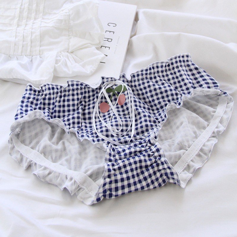 Quần Lót Nữ Cotton ❤️FREESHIP❤️ Set Cotton Cao Cấp Kẻ Viền Bèo Thắt nơ mẫu L104 | BigBuy360 - bigbuy360.vn