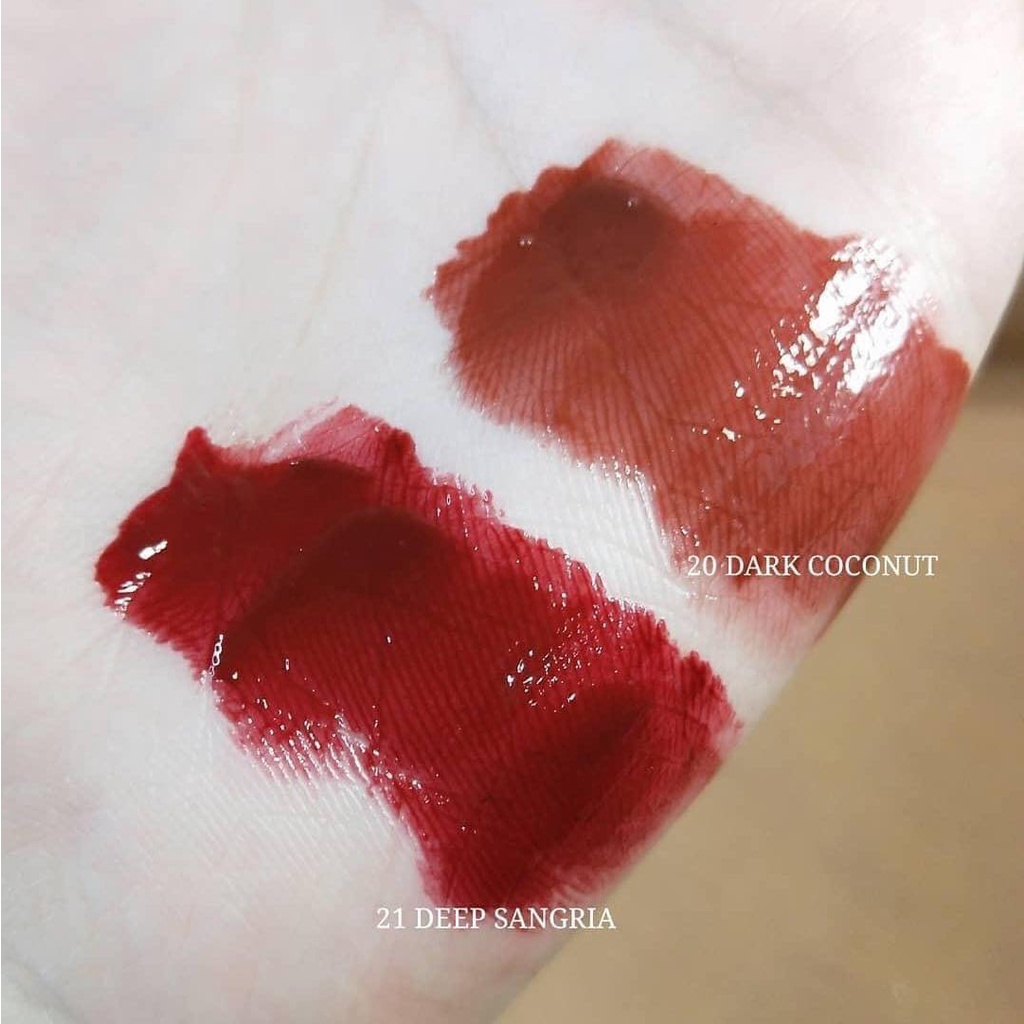 son romand bóng màu 21 đỏ mận (Romand Juicy Lasting Tint #21 Deep Sangria)