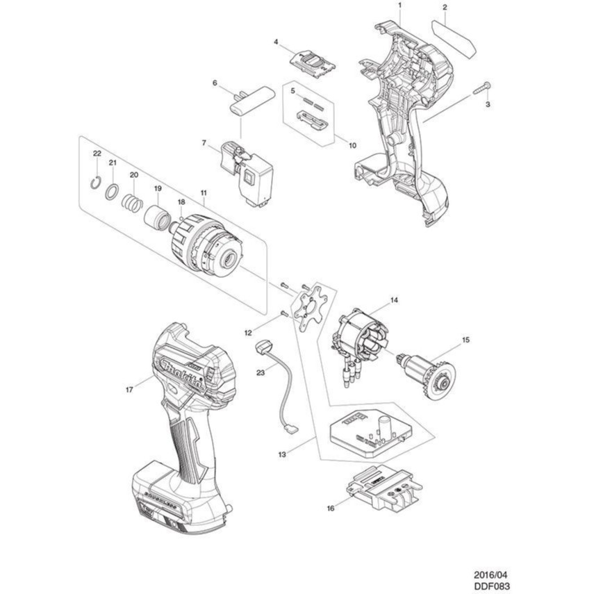 Hộp nhông máy vặn vít cấp trượt DDF083/ DF032D Makita 123869-6 | DCSG