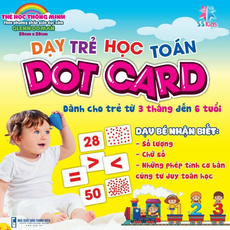 Bộ Thẻ Học 𝑭𝑹𝑬𝑬𝑺𝑯𝑰𝑷 Bộ Thẻ Dạy Trẻ Học Toán Dotcard  56 thẻ, 20x20 cm Flashcard thông minh cho trẻ