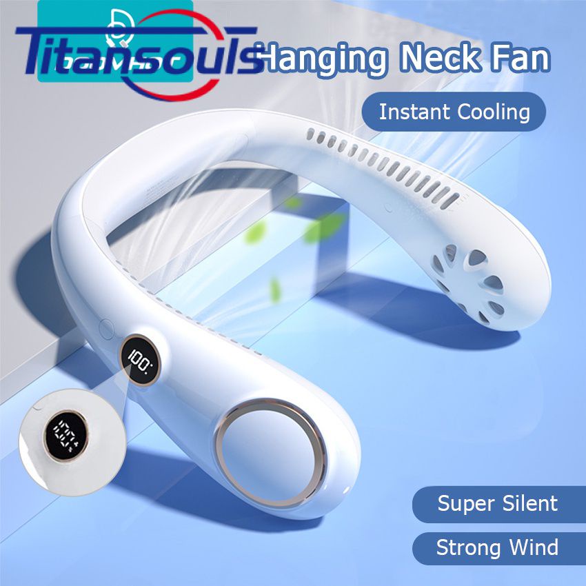 Sẵn Sàng✅Treo Cổ Quạt LED Hiển Thị Kỹ Thuật Số Di Động Làm Mát Quạt Quạt Không Cánh Bladeless Fan Cá Nhân Đeo Vòng Cổ 3 Tốc Độ Điều Chỉnh Cao Cấp TTS