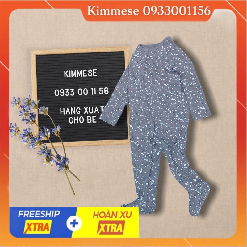 [Freeship + Hoàn xu 30k] Sleepsuit Bộ Body Cho Bé Cotton George Nâu Hoa Trắng Nhỏ Thun Gân Bấm Cúc - Đồ Ngủ Cho Bé