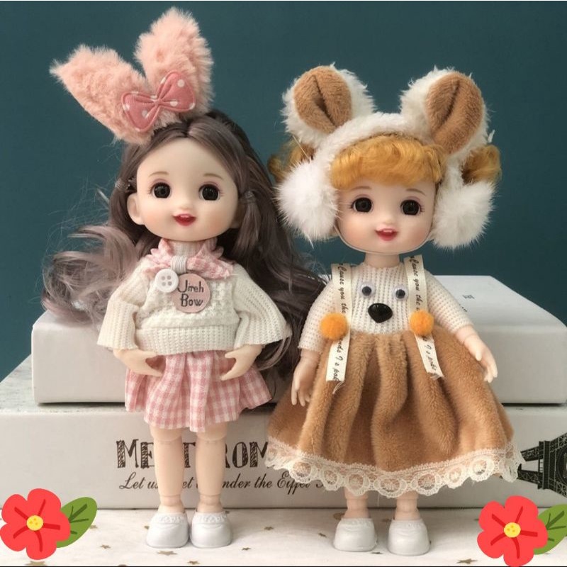 Búp bê chibi khớp cầu đa điểm siêu xinh, mắt thủy tinh 3D, đầm đẹp, tóc dày