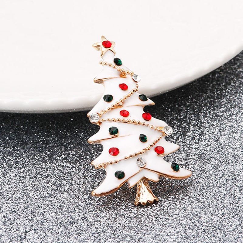 Trâm Cài Áo Hình Cây Thông Giáng Sinh Đính Kim Cương Giả