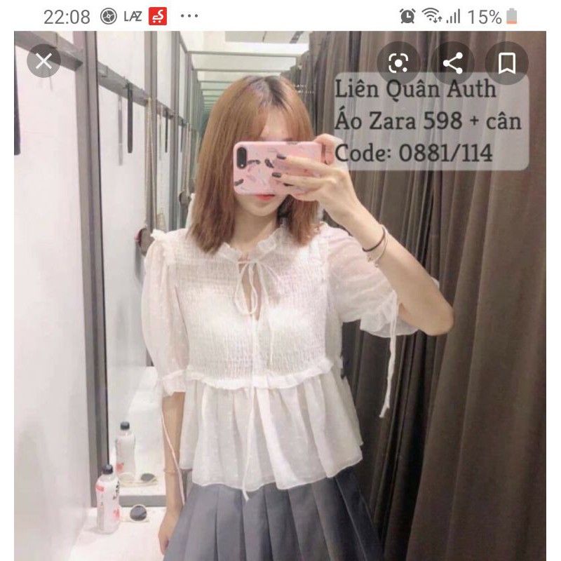 Áo voan Zara auth siêu hot màu trắng