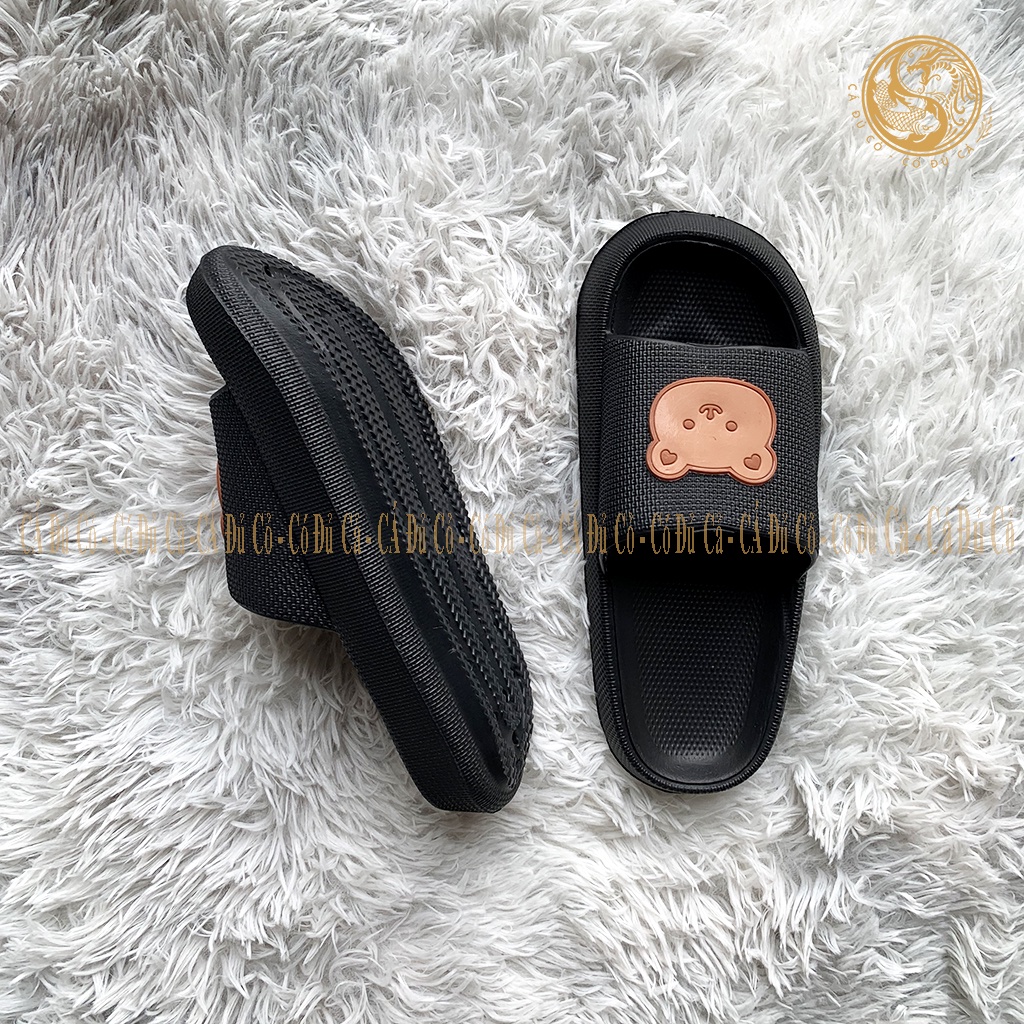 Dép bánh mì nữ hình gấu dép đúc siêu nhẹ đế dày 3cm chống xẹp đi trong nhà