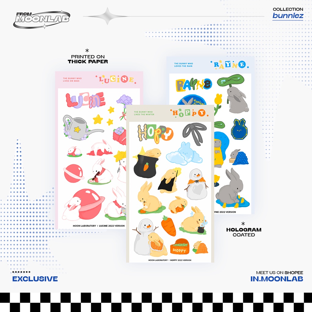 Sticker Thỏ Lucine - Hoppy - Rayne hologram ánh sao