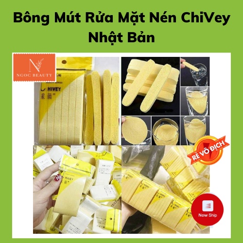 Bông Mút Rửa Mặt bọt biển Chivey Nhật Bản 12 Miếng