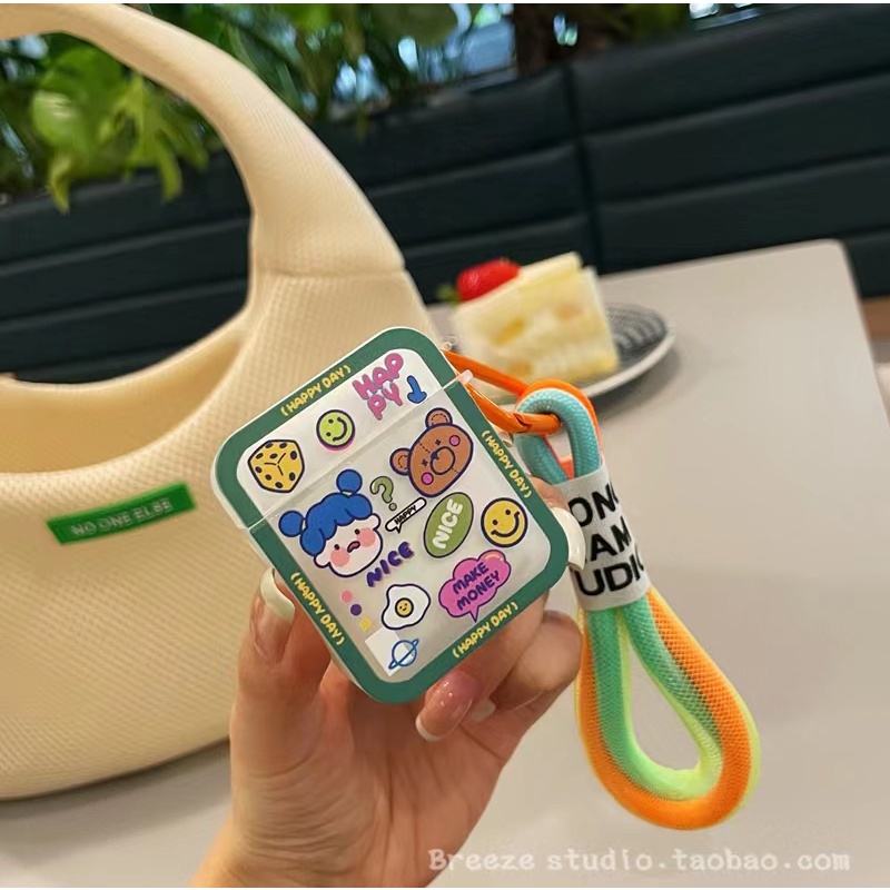Vỏ Bảo Vệ Hộp Sạc Tai Nghe AirPods 1 / 2 / Pro Gen 3 Chống Sốc Hình Cô Gái Dễ Thương