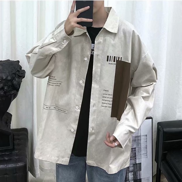Áo Sơ Mi Dài Tay Thêu COMAPNY NAME Unisex Cho Cả Nam Và Nữ Vải Kaki Cotton
