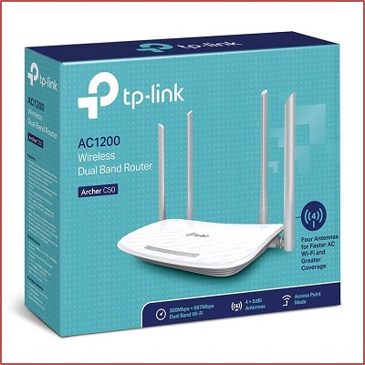 TP-LINK C50, Bộ phát Wi-Fi Băng Tần Kép AC1200 C50, phát wifi 2 băng tần mẫu trắng đẹp