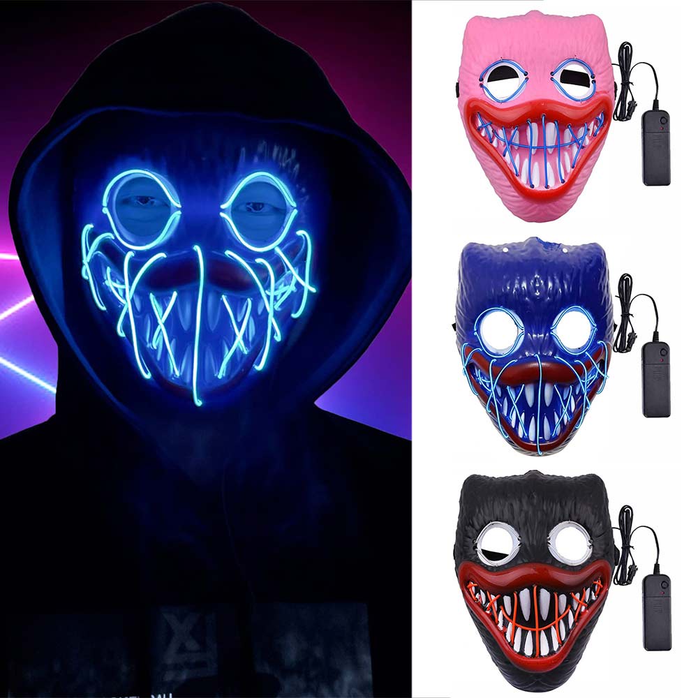 Poppy Playtime Huggy Wuggys Mask Game Costume LED Glow Mask Halloween Party Supplies Dress Up Set Costumes and Accessories
