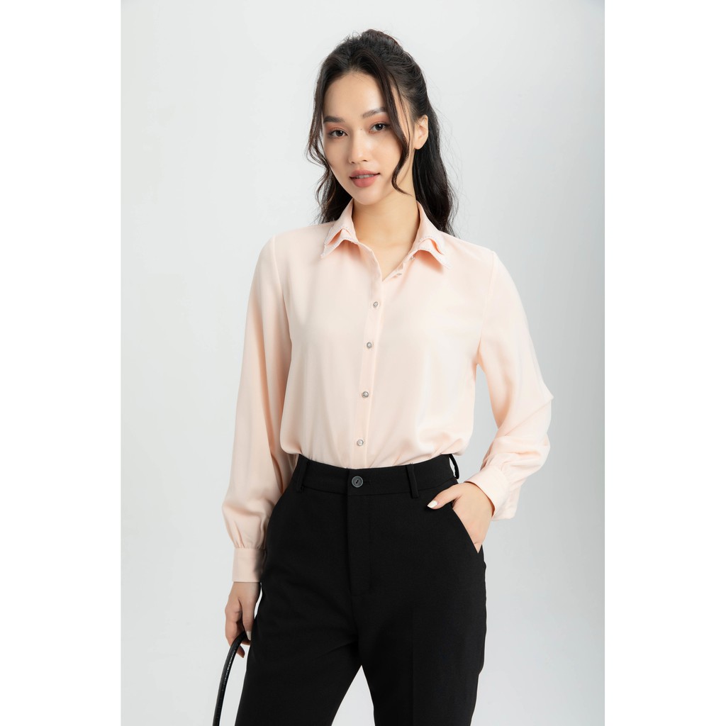 [NHẬP WABRTL5 GIẢM 10% TỐI ĐA 50K ĐH 250K ]Áo sơ mi cổ viền ngọc nữ IVY moda MS 17M6240