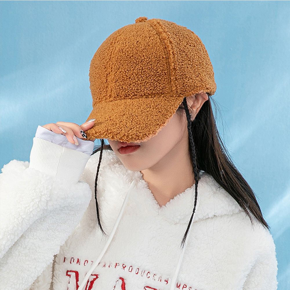 Nón lưỡi trai bằng vải lông thêu chữ M màu sắc thời trang thu đông phong cách Hàn Quốc cho nữ