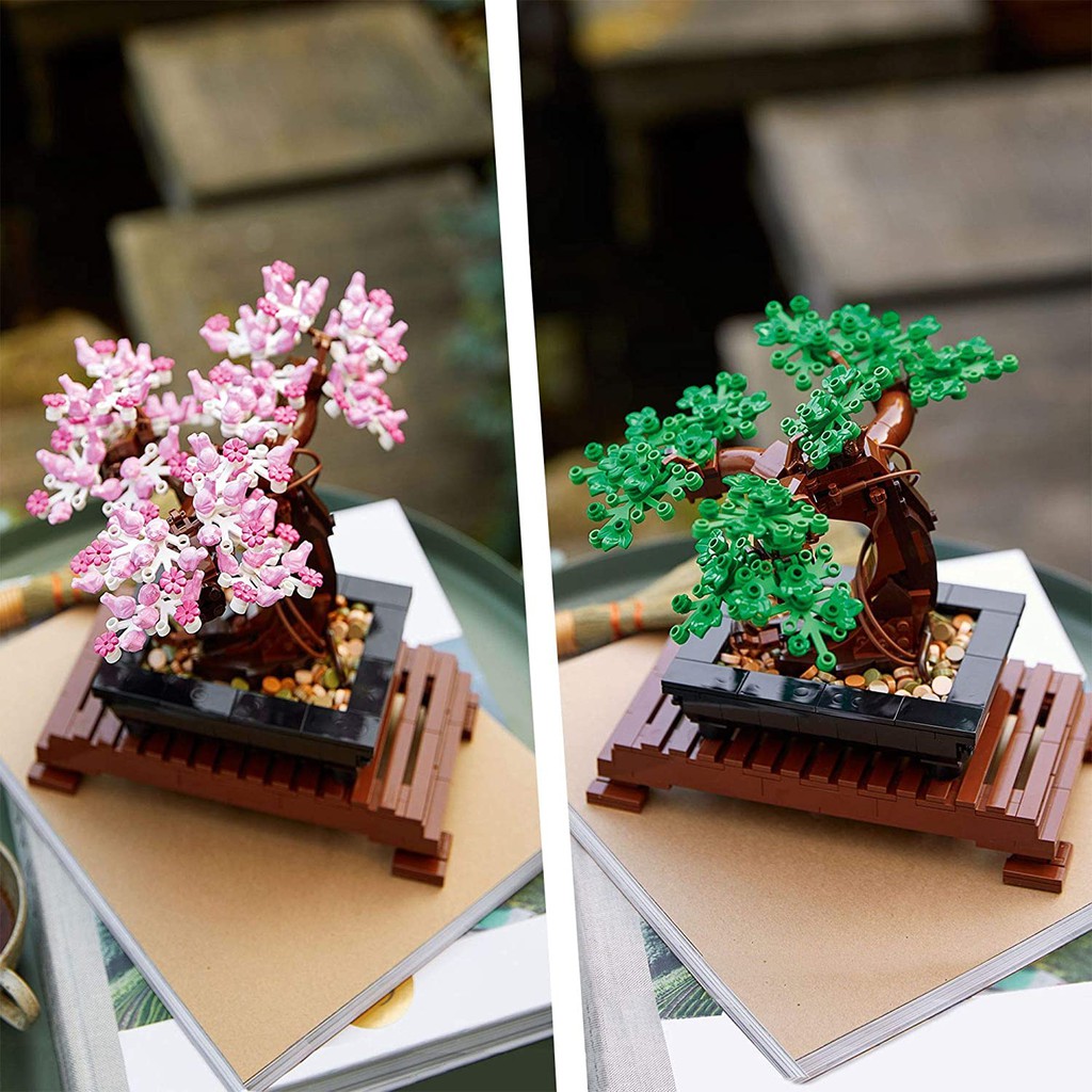 Bộ xếp hình lego 10281,hoa bonsai Xếp Hình Chậu Cây Bonsai Phong Thủy 878 Mảnh