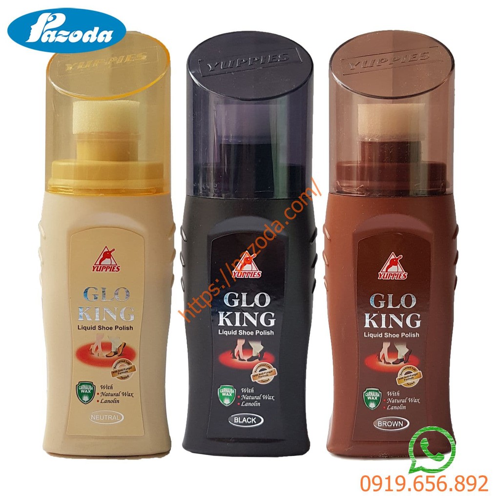 Xi đánh giày da Yuppies Glo king 75ml - Xi nước (Không màu, đen, nâu)