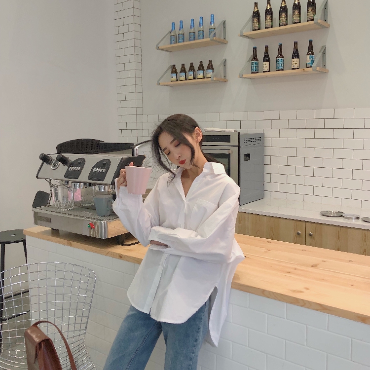 Áo sơ mi tay dài dáng rộng phong cách retro thời trang mùa xuân thời trang cho nữ