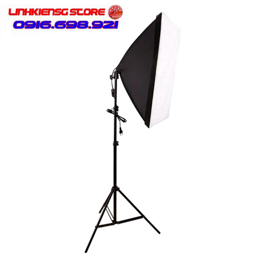 Bộ KIT Studio Chụp Ảnh Sản Phẩm Chân Đèn 2m Kèm Softbox 50x70 cm Hỗ Trợ Sáng