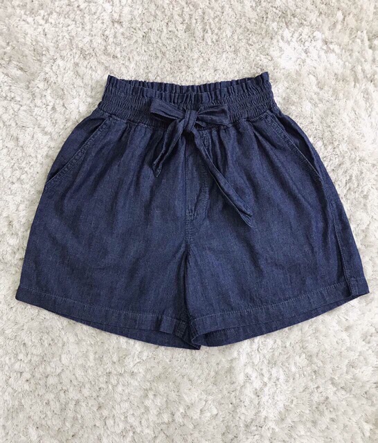 Quần shorts  lưng thun jeans giấy