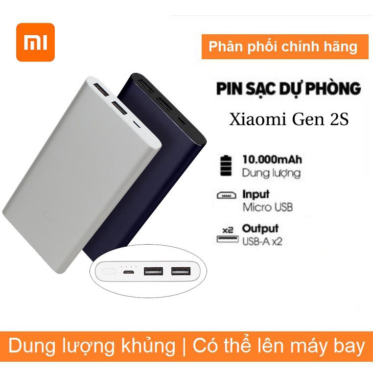 Sạc Dự Phòng Xiaomi Gen 2s 10.000 mAh ( 2 cổng sạc USB + 1 Type C) [vthm9]