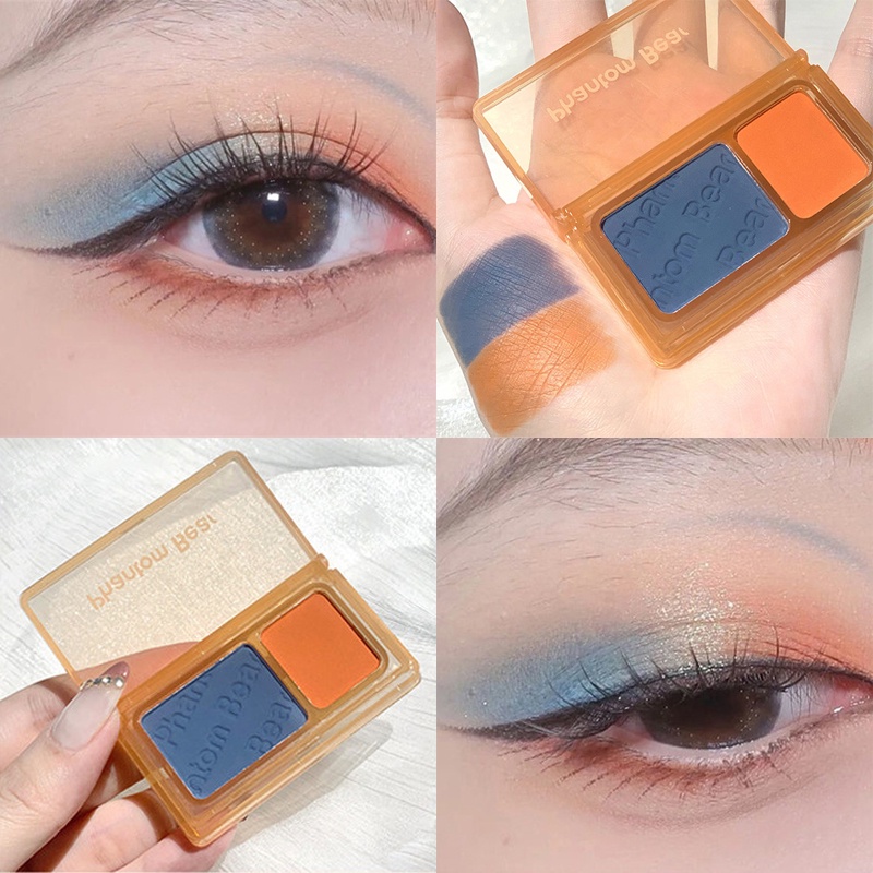 Bảng Phấn Mắt 2 Màu Sắc Hiệu Ứng Lì/ Ánh Nhũ Chống Nước Lên Màu Cực Chuẩn