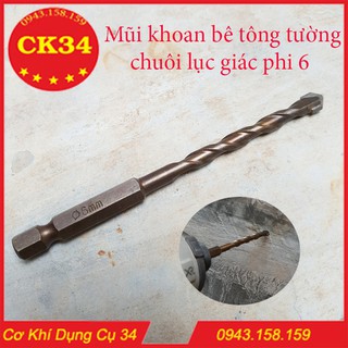 Mũi khoan bê tông tường phi 6 chuôi lục giác cho khoan máy bắn vít