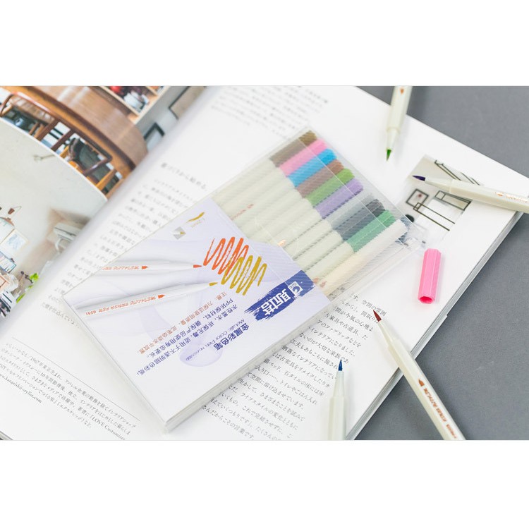 Bộ bút dạ quang 10 màu xinh xắn tiện dụng, không độc, chất liệu thân thiện môi trường Poogroup