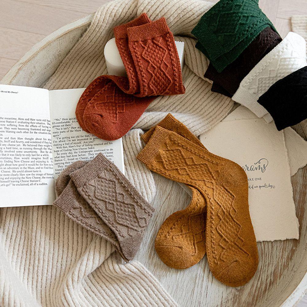 WONDER Găng Tay Len Cashmere Dày Mềm Mại Giữ Ấm Mùa Đông Phong Cách Vintage